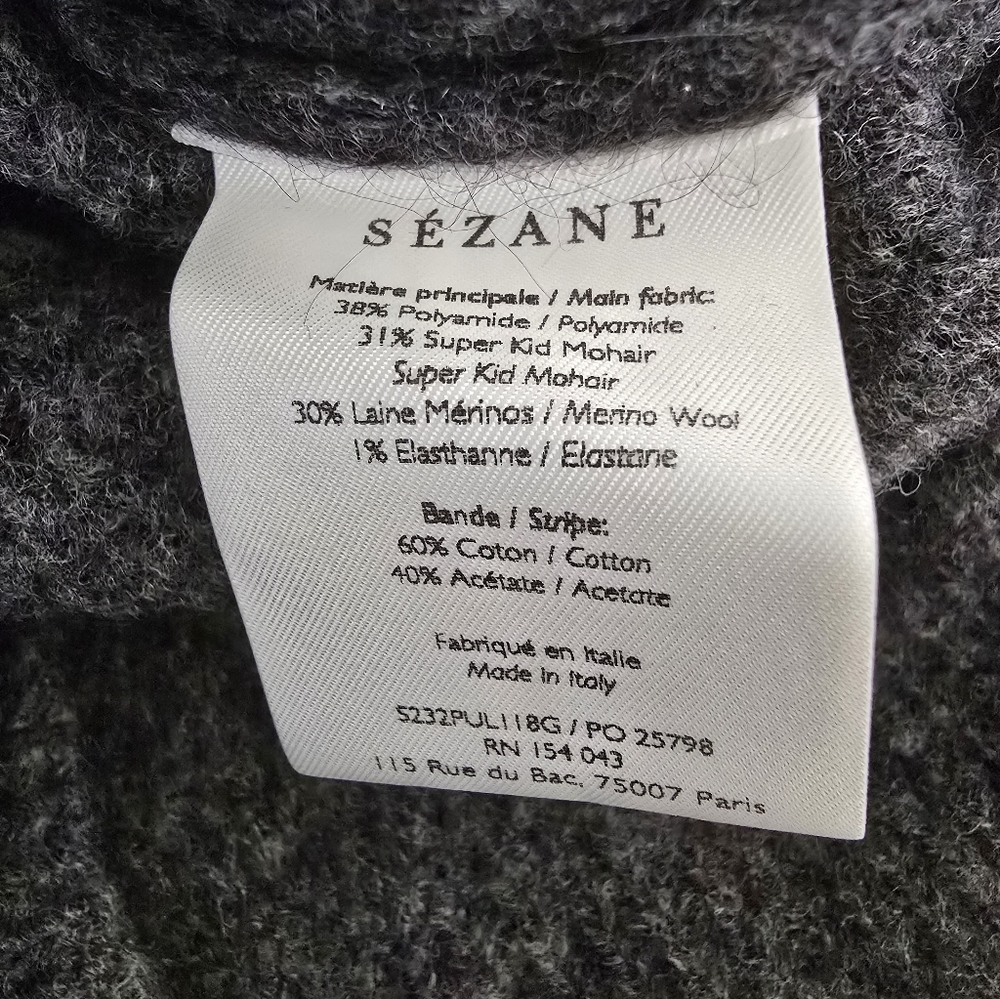 SÉZANE Trudy Mock Neck Mohair Jeweled Sweater Mottled Grey XS Like New Runs Big - Picture 12 of 14